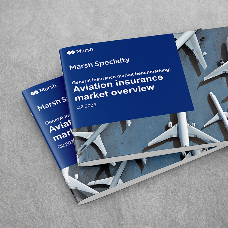 Cover of Marsh Specialty's aviation insurance market update Q2 2023