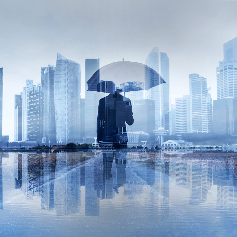 A man with an umbrella