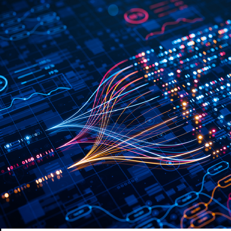 Data flow and network connections in digital space