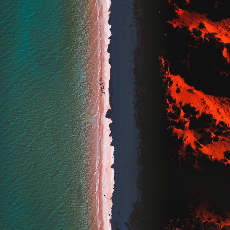 Aerial view of land and sea