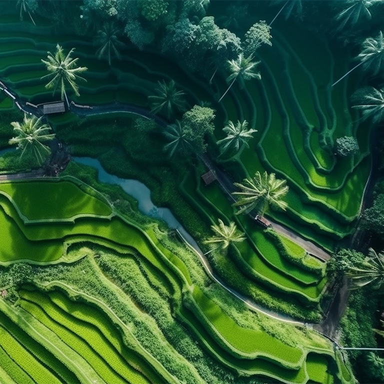 Aerial view of Tegallalang Bali rice terraces