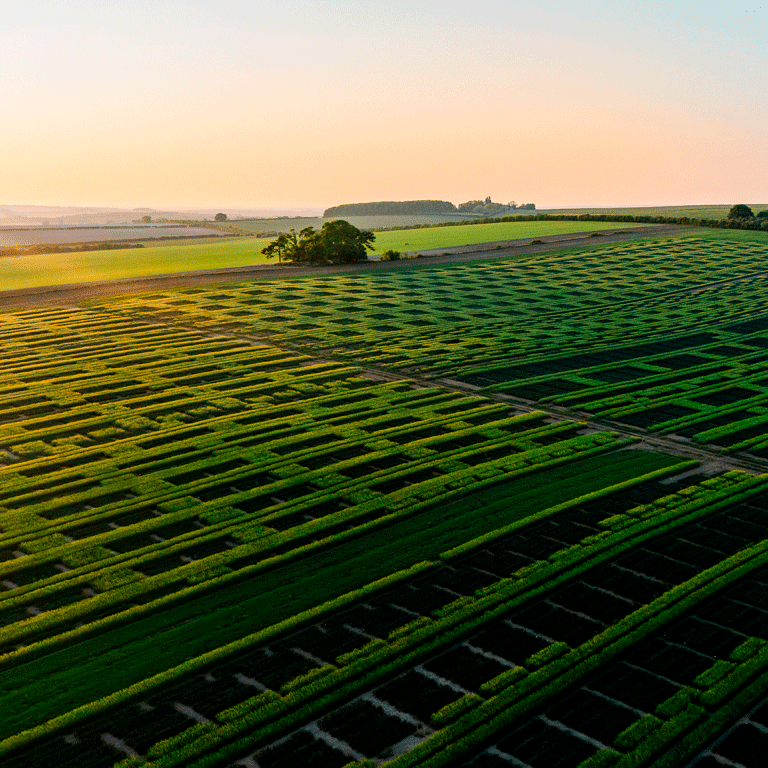 Agricultural Fields at Sunset