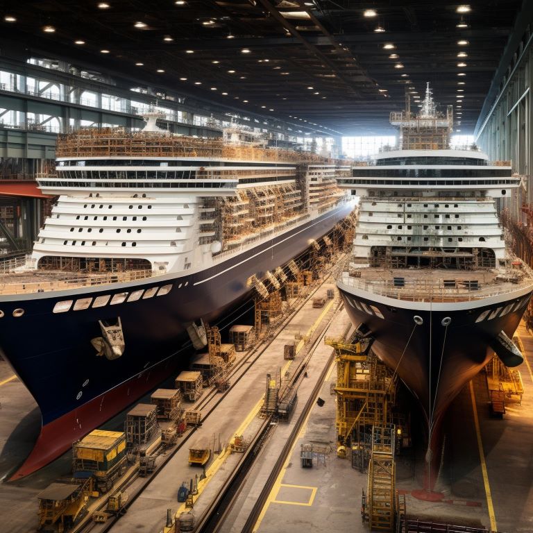 Assembly shop shipyard for the assembly of cruise liners