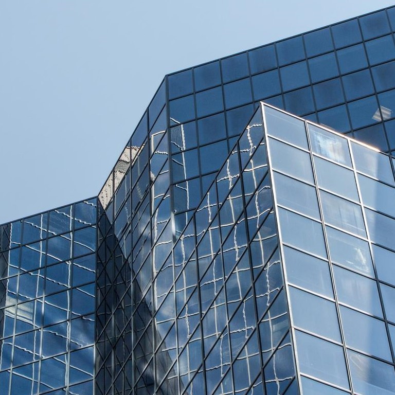 Building top facade made of glass