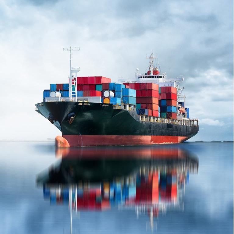 Cargo ship in the sea