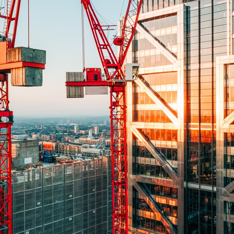 City construction site crane building