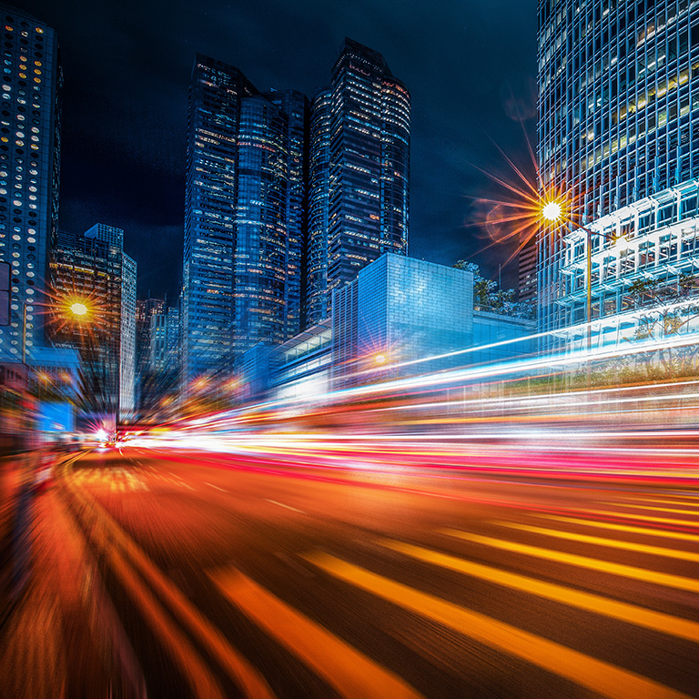 Motion speed lighting in the city