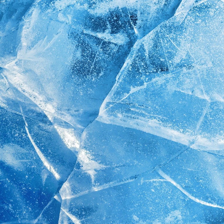Close-up of textured clear ice