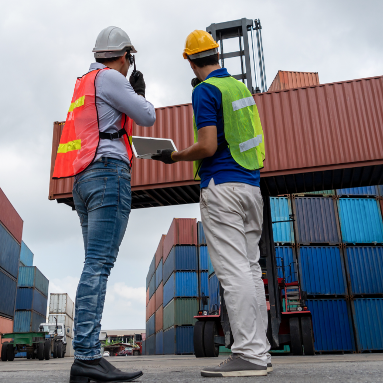 Logistics supply chain management and international goods export concept