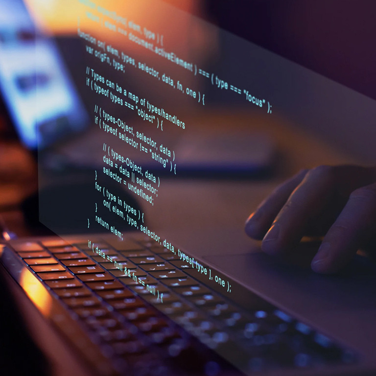 Code writing in laptop