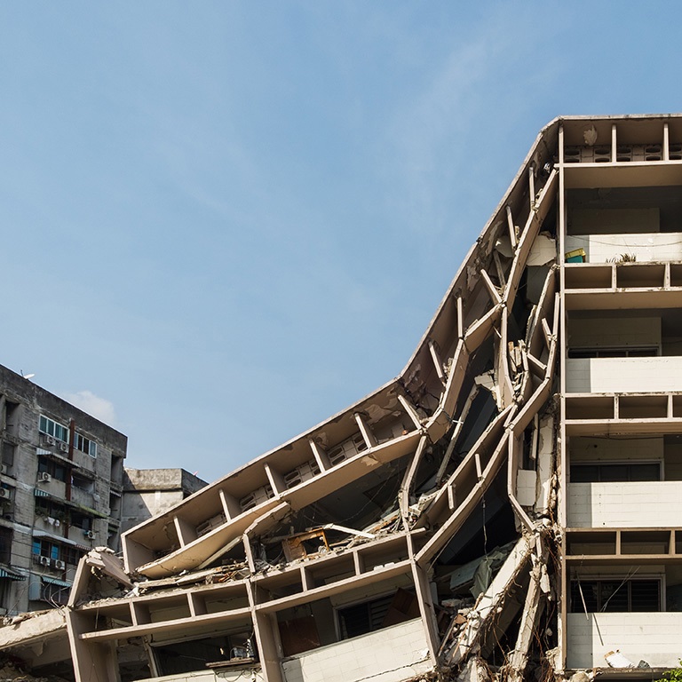 Collapsed residential building