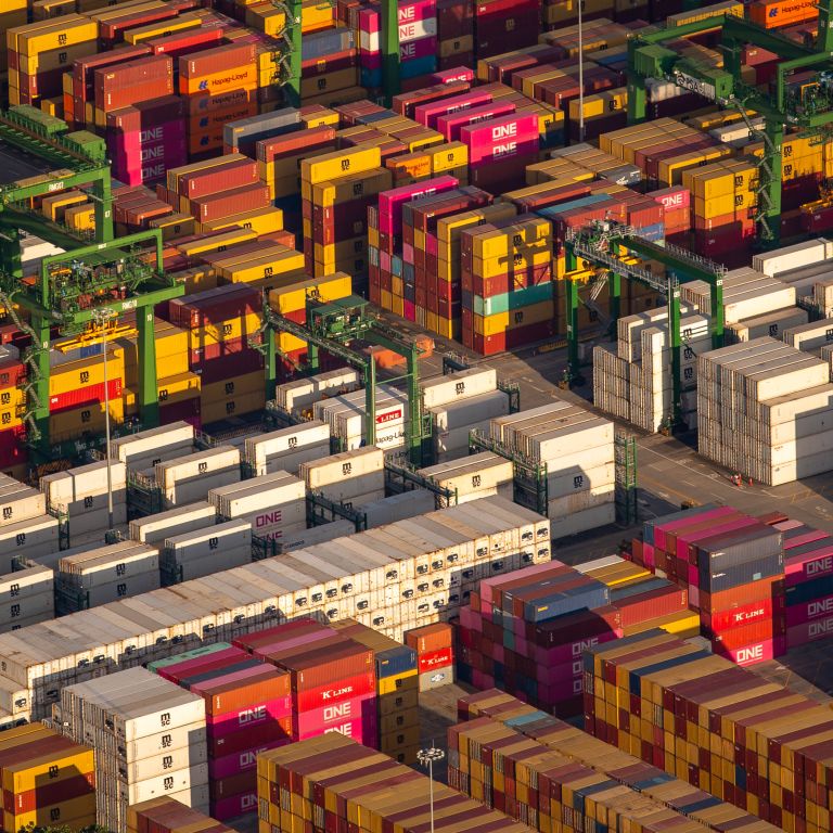 Container storage at a busy shipping port