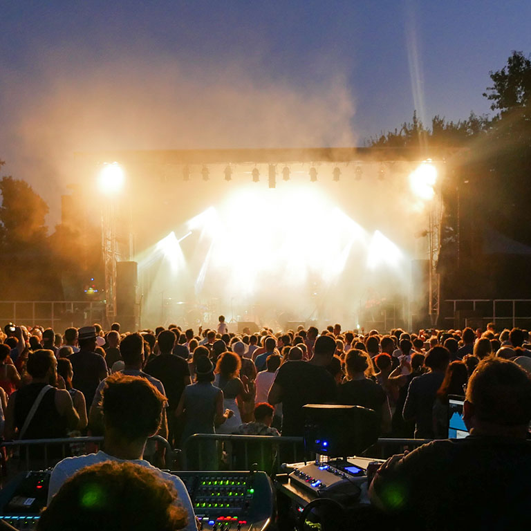 Rock concert. Light show,Public, France, Europe