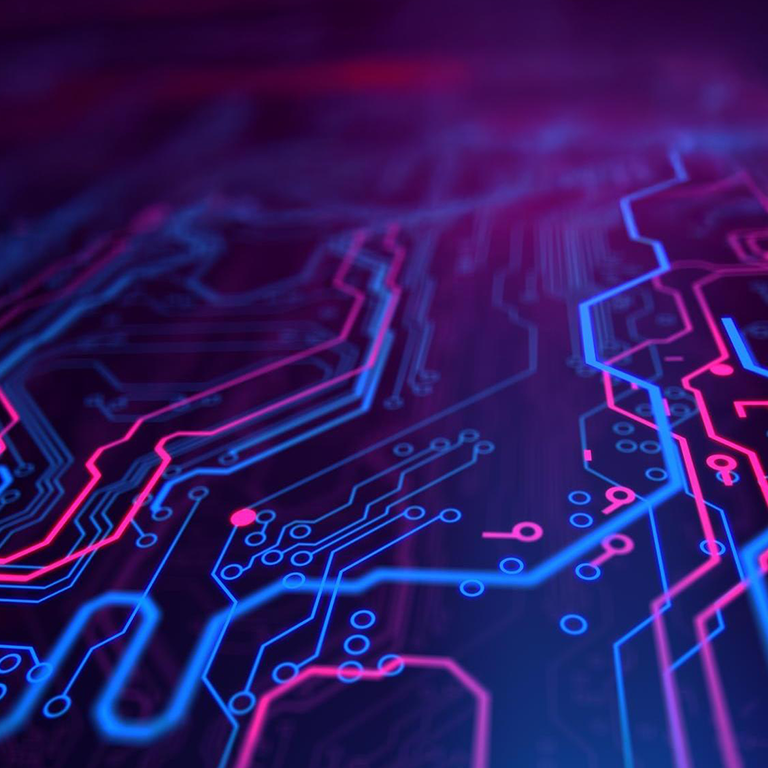 Cyber circuits in blue and pink appearance