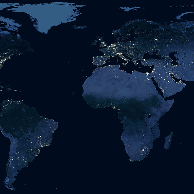 View of world at night