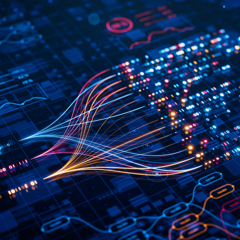 Data flow and network connections in digital space