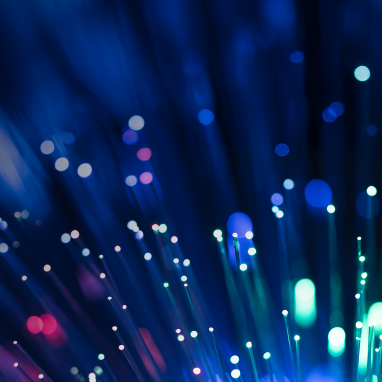 Digital bursts on a blue background