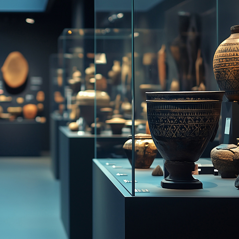 A display of ancient artifacts