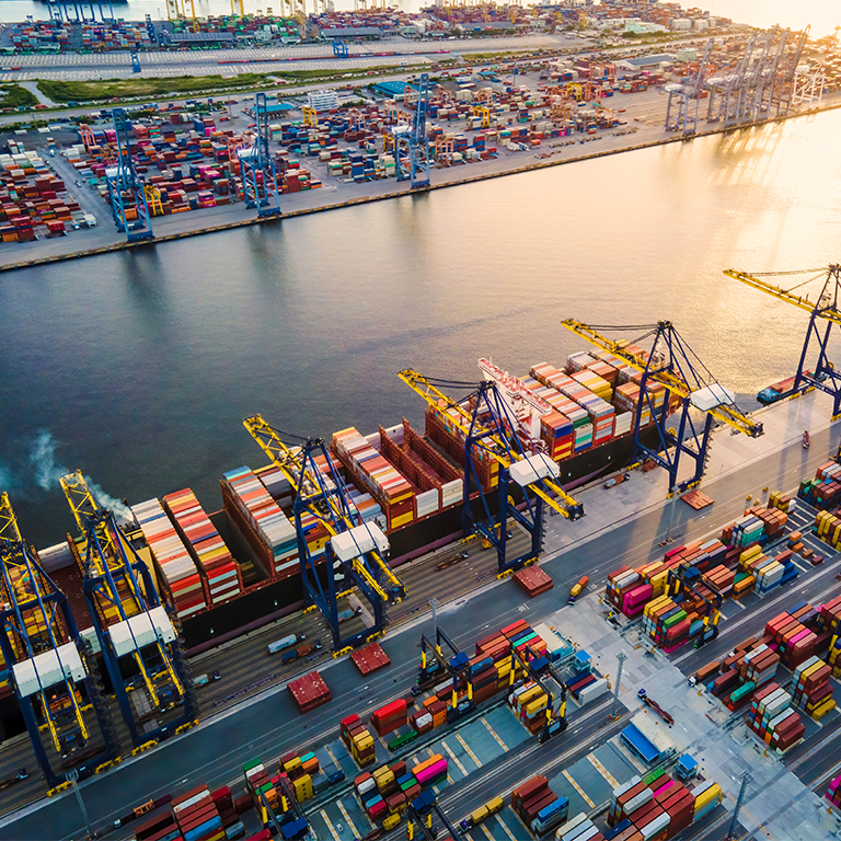 Dock with cargo shippers