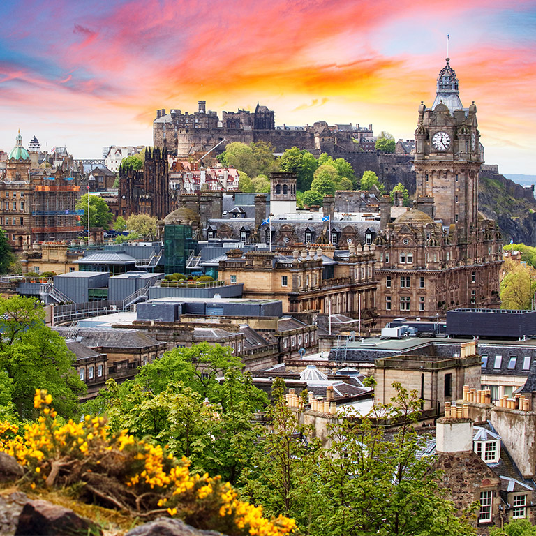 Edinburgh castle, Scotland at sunset