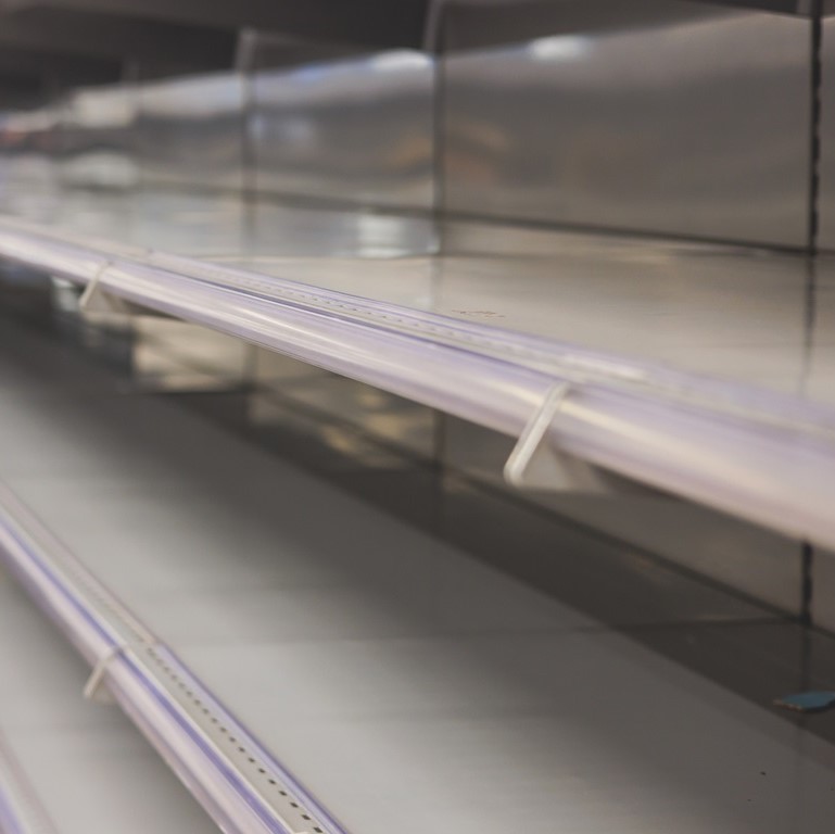 Empty store shelves