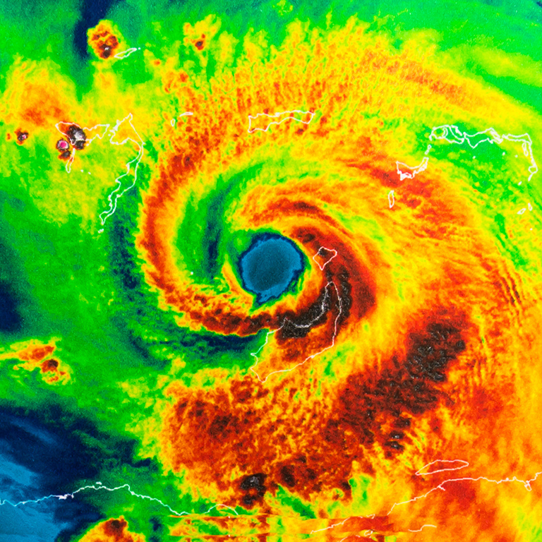 Geocolor Image in the eye of Hurricane Irma