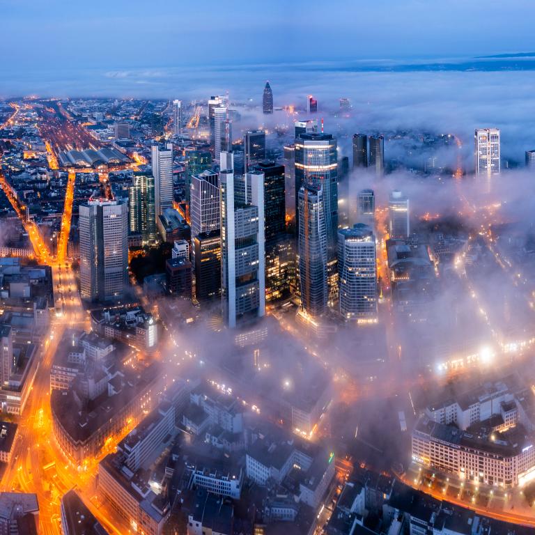 Frankfurt skyline during evening