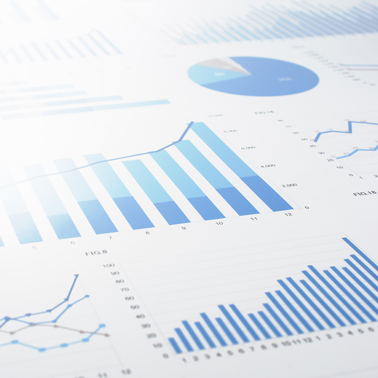 Concept image of data gathering and statistical working.