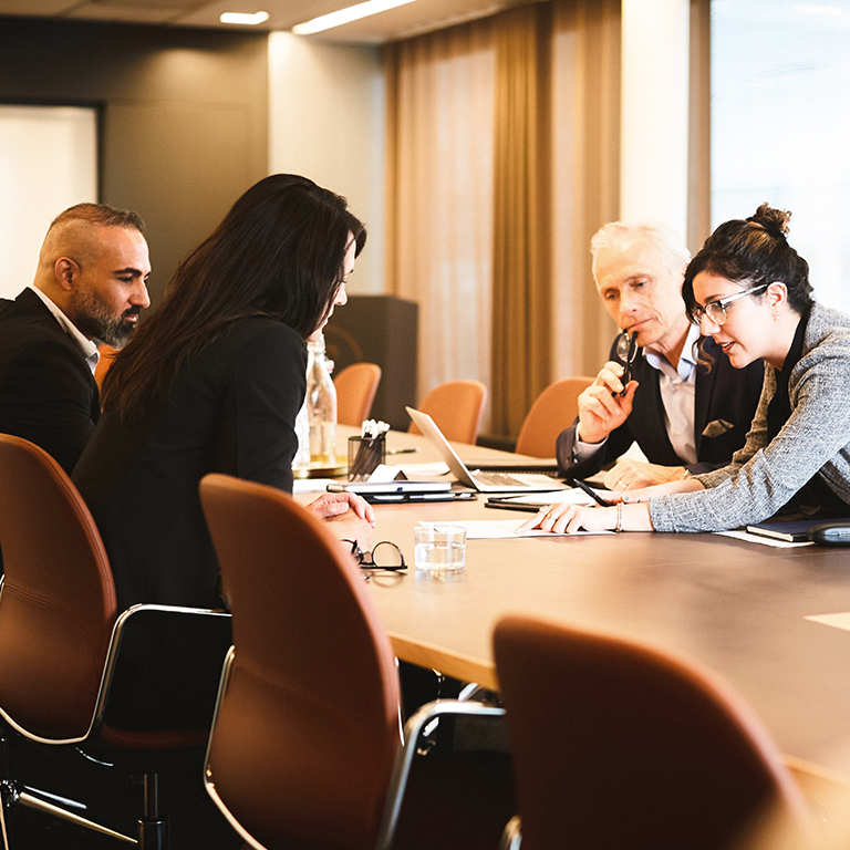 Meeting in a conference room