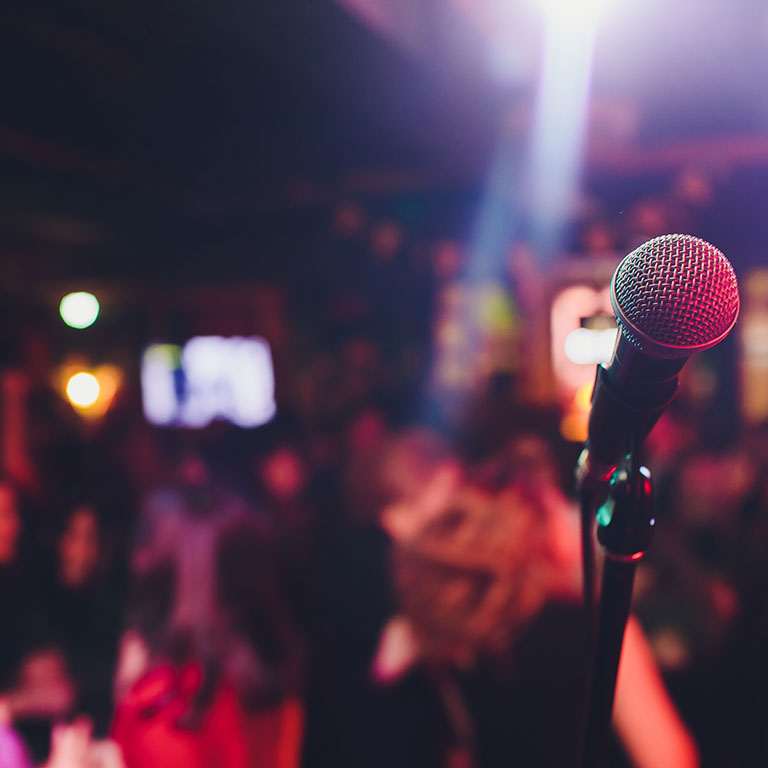 microphone against blurred background