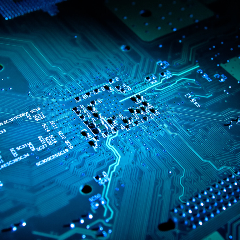 A close up to a motherboard