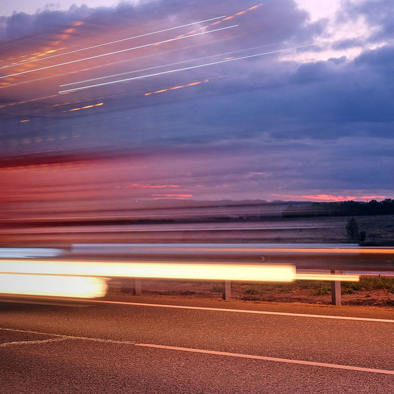 Truck on a highway in the night