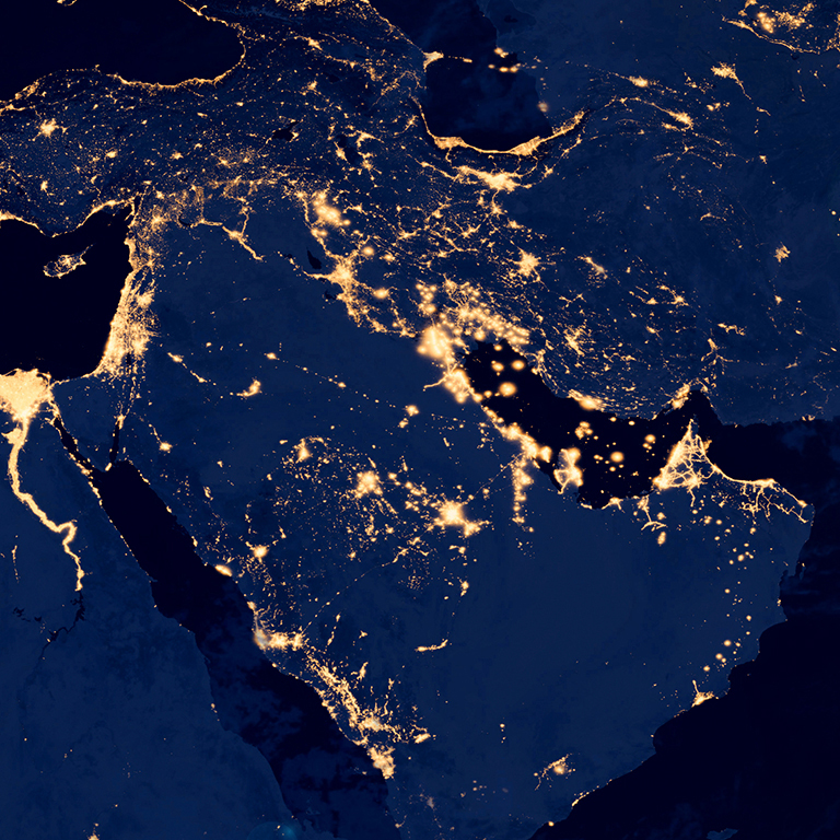Earth photo at night, City Lights of Europe, Middle East, Turkey, Italy, Black Sea, Mediterrenian Sea from space, World map on dark globe on satellite HD photo.Elements of this image furnished by NASA