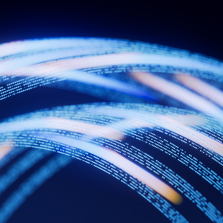 Particles and light visualizing network communication