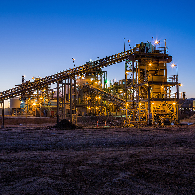 Night view of a copper mine head in NSW Australia