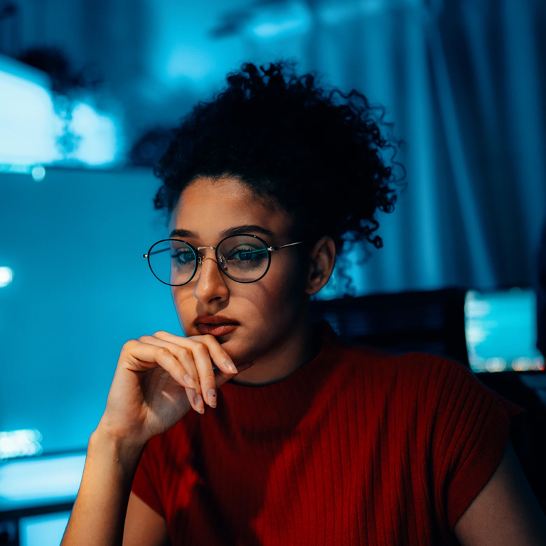 Office woman seeing at her monitor