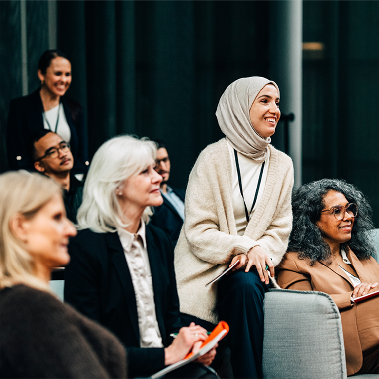 People are listening with interest to the speech