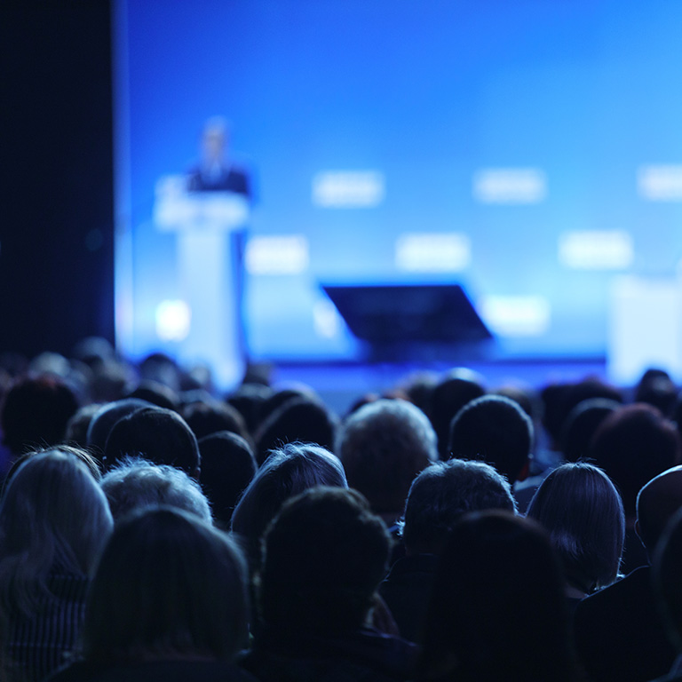 Audience at the conference hall. Business Conference and Presentation