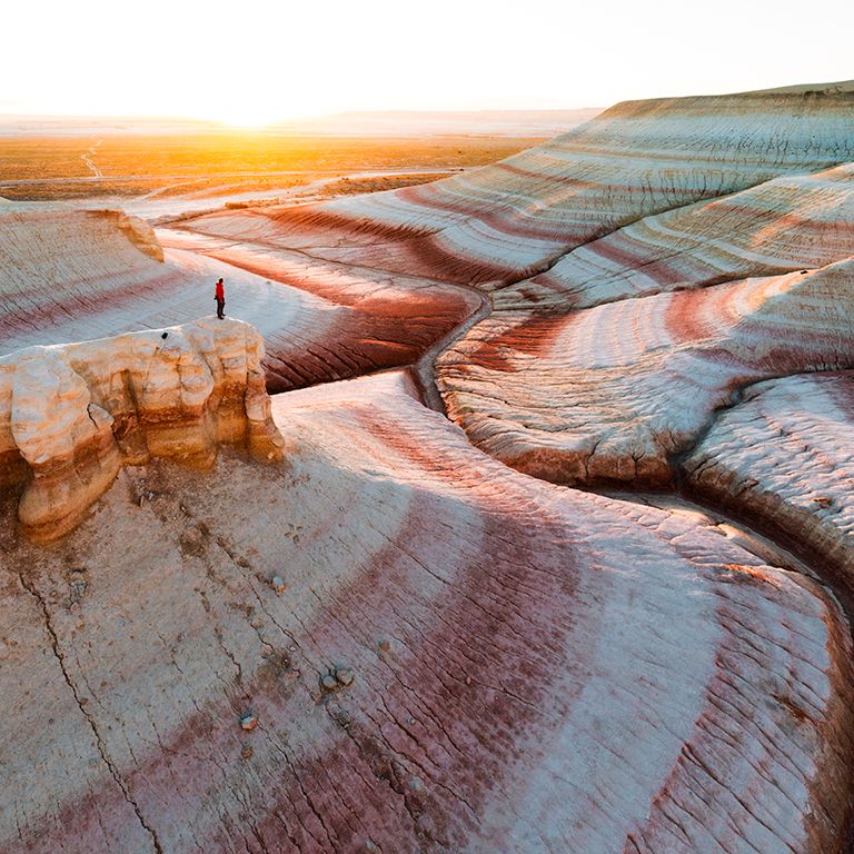 Person overlooking ridges