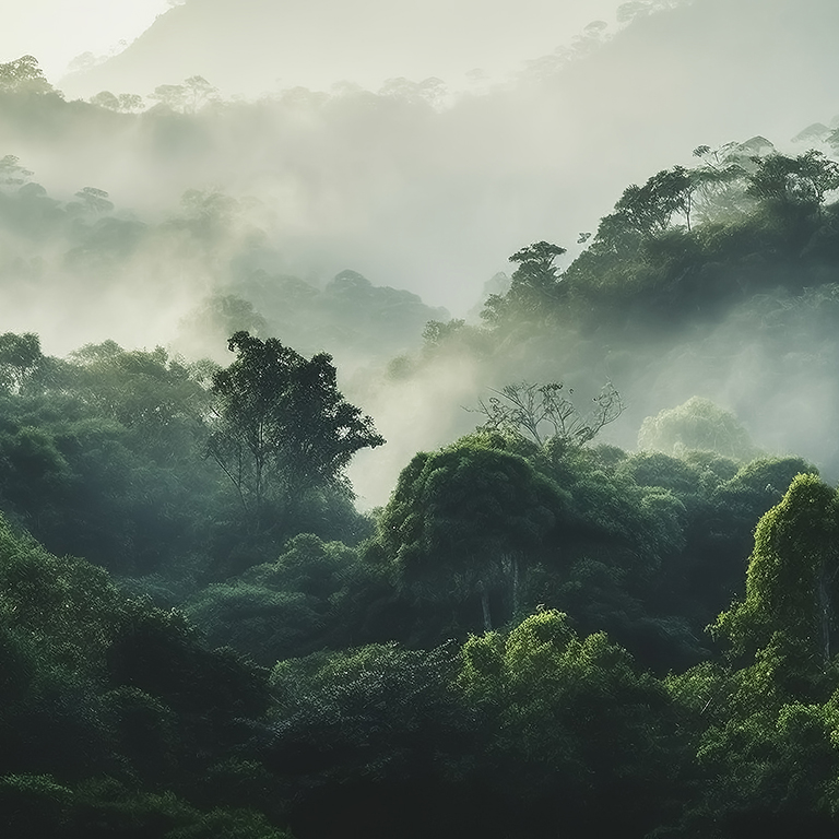 Rainforest landscape with trees