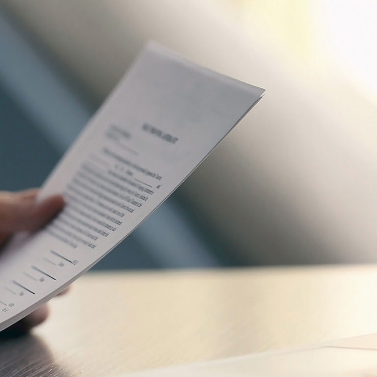 Businessman reading documents