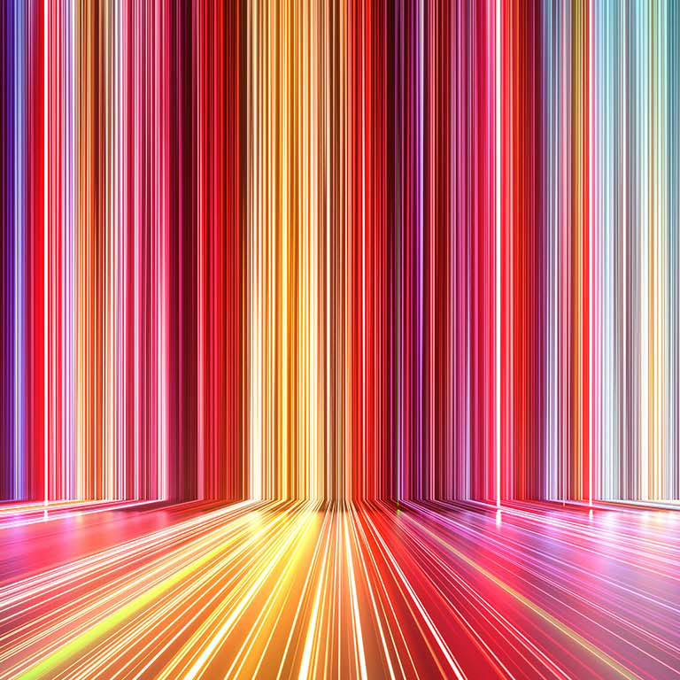 3d render, abstract background with colorful spectrum. Bright neon rays and glowing lines.