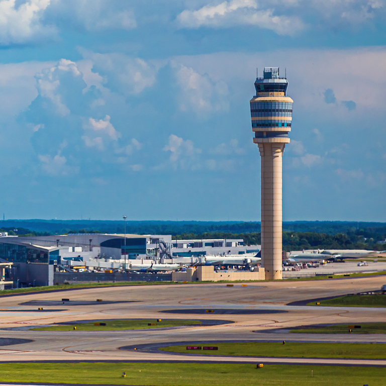 Runways and the Control Tower at Atlanta's Hartsfield-Jackson Airport