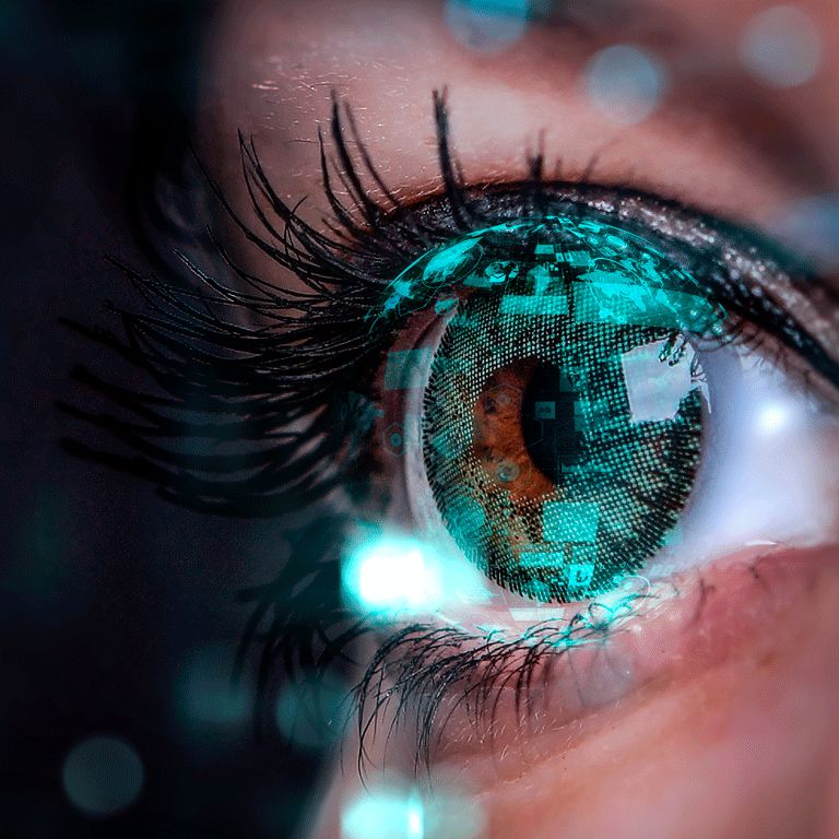 Screen reflecting on eye cyber