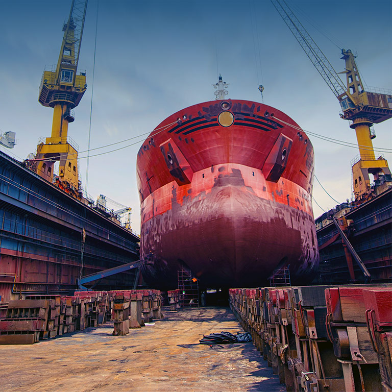 Ship repair at shipyard