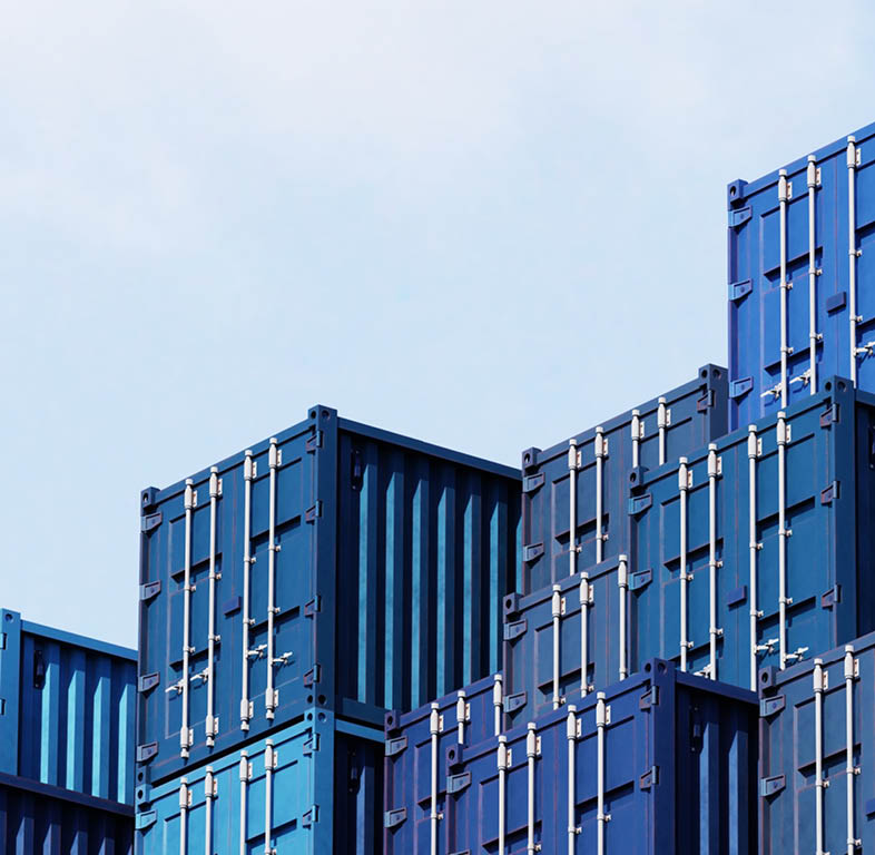 Shipping containers stacked at commercial dock