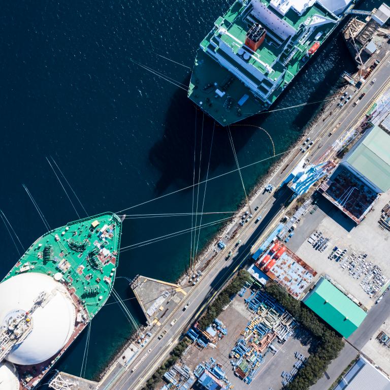 Ships docked at a port