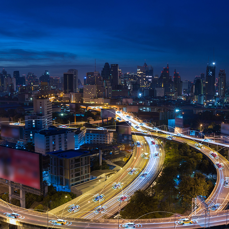 Smart cars with automatic sensor driving on metropolis with wireless connection