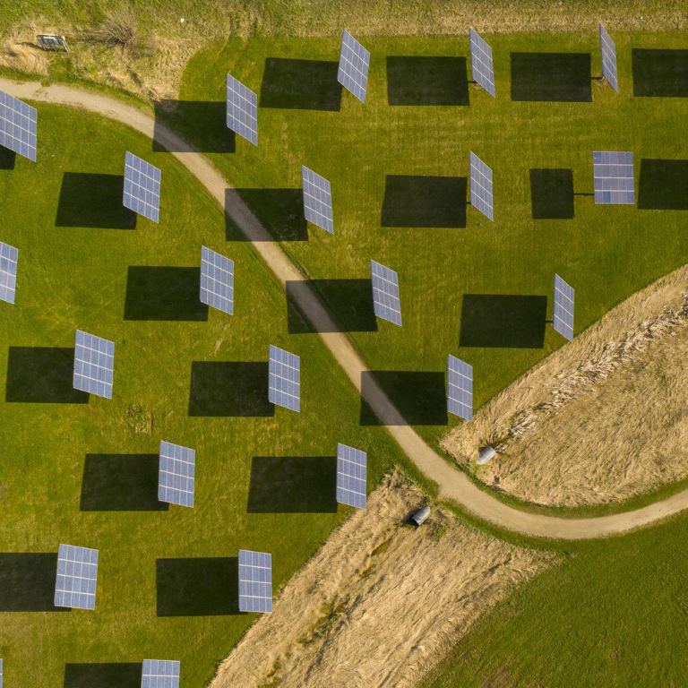 Solar panels on the field