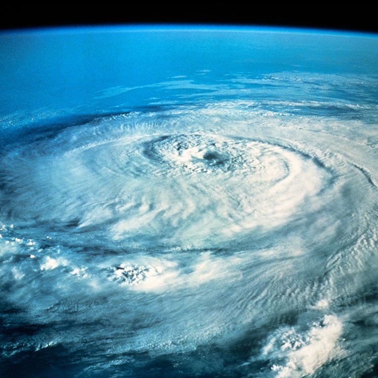 Storm forms over ocean from space view